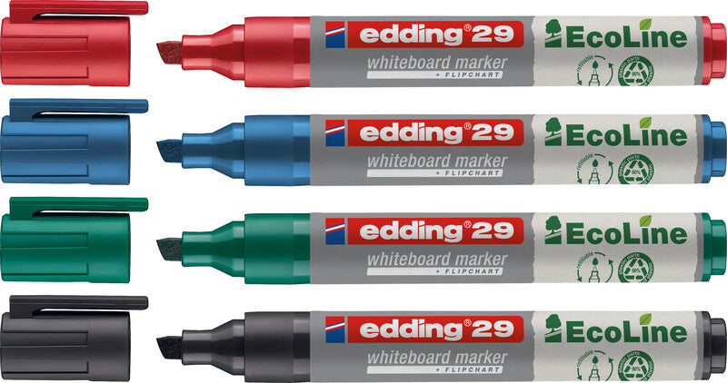 Edding Whiteboard-Marker 29 EcoLine – Keilspitze 1-5 mm – Blau – trocken abwischbar