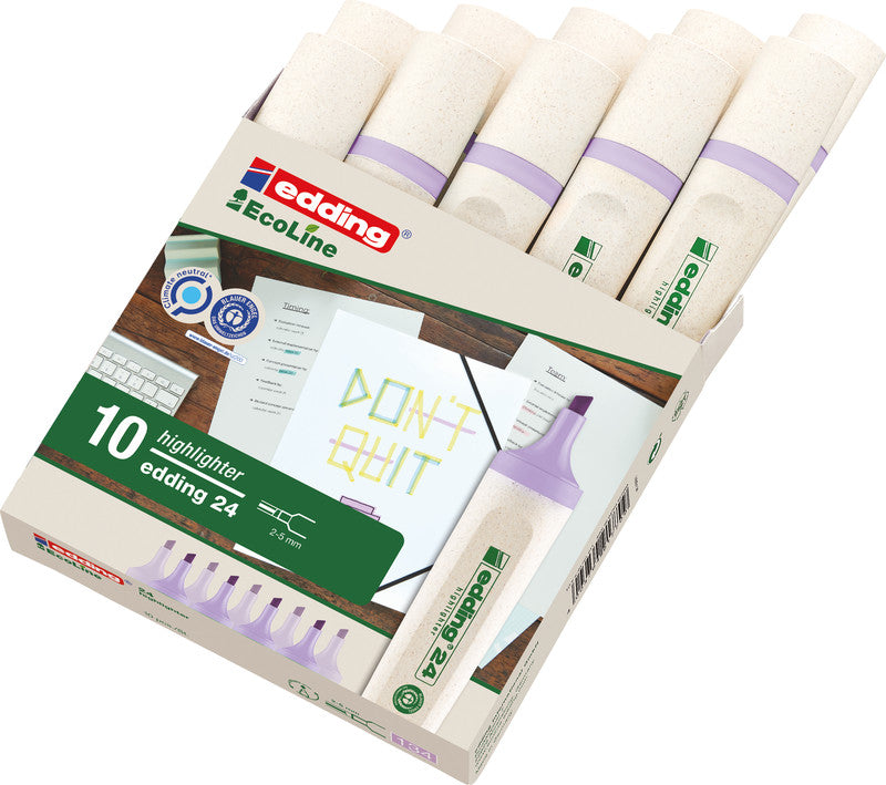 Edding 24 EcoLine Textmarker pastellviolett – Keilspitze, 2–5 mm, nachfüllbar, Blauer Engel
