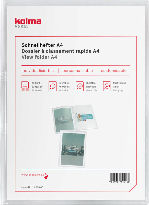 Kolma Schnellhefter – A4, PP, transparent, Sichttasche, 2-fach Lochung