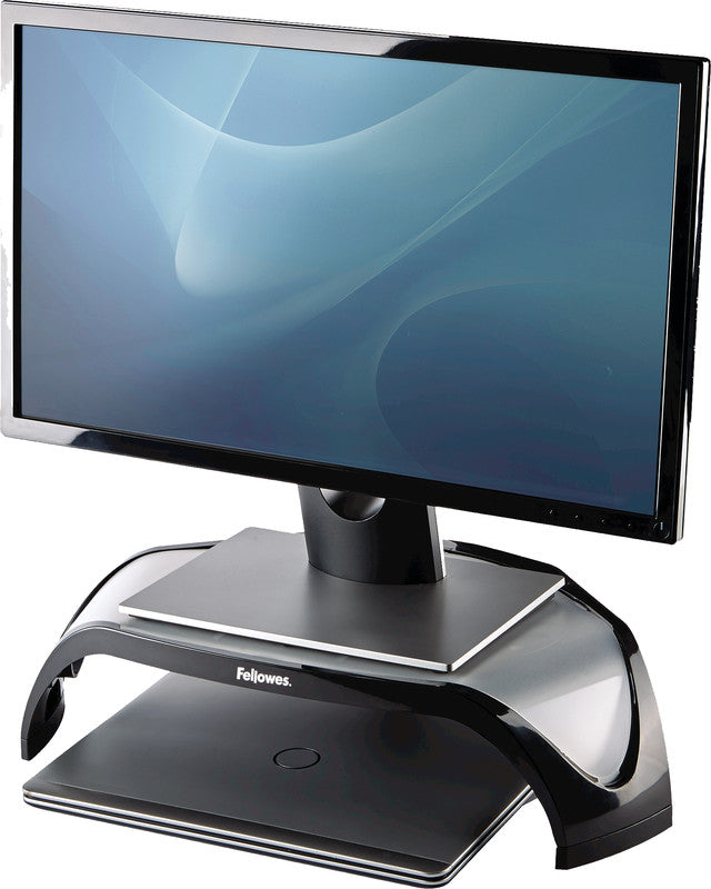 Fellowes Smart Suites – Monitorhalterung, bis 21", 10 kg, Füsse auf 3 Höhen verstellbar, schwarz/silber