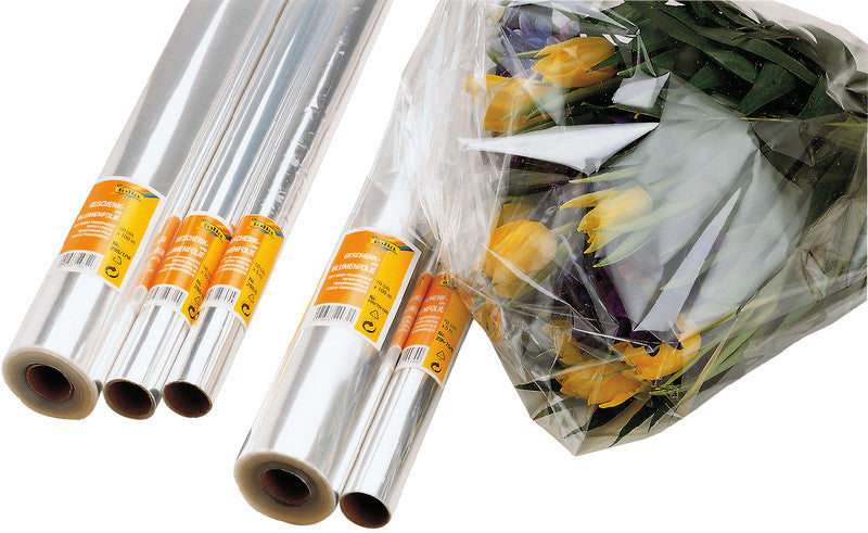 Folia Geschenkfolie Rolle glasklar – 75 cm × 25 m – für Lebensmittelkontakt – Kunststoff, 17–19 Mikron