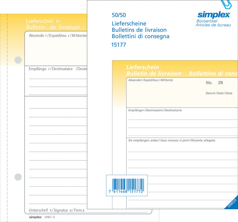 Simplex Formularblock – mehrsprachig, 50 Blätter, A5
