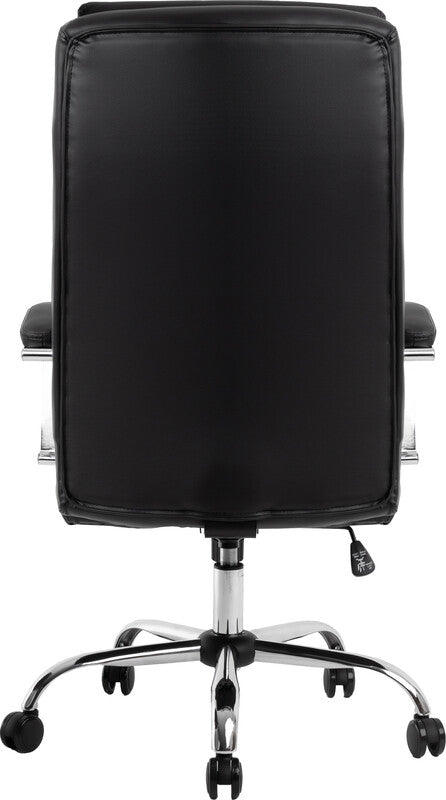 Q-CONNECT Leo Bürostuhl – Kunstleder – Schwarz, verstellbare Rückenlehne, 48,0–56,0 cm, bis 120 kg