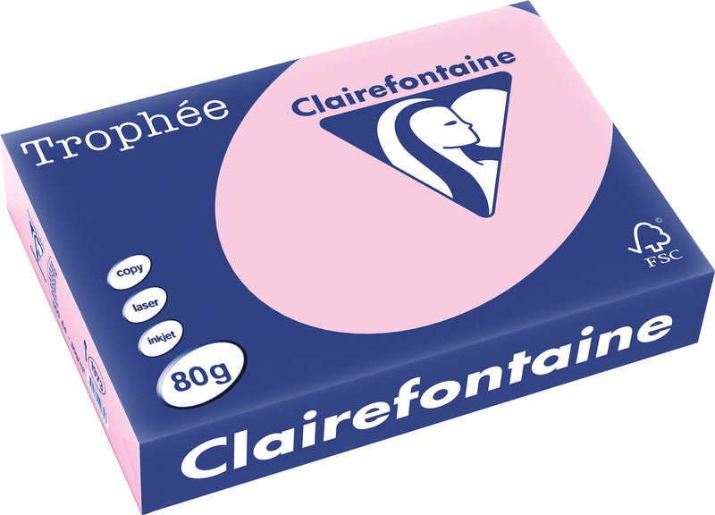 Clairefontaine Kopierpapier – A4, 80 g/m², rosa – für Inkjet, Laser, Kopierer – FSC, EU Ecolabel – 500 Blatt