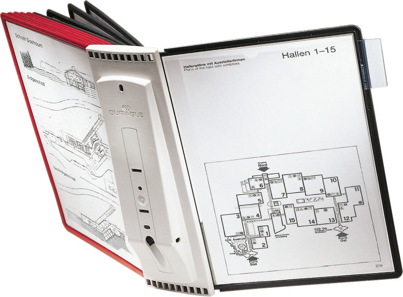 Durable Sichttafelsystem – 260 × 385 mm, grau, Kunststoff, für A4, 10er-Pack