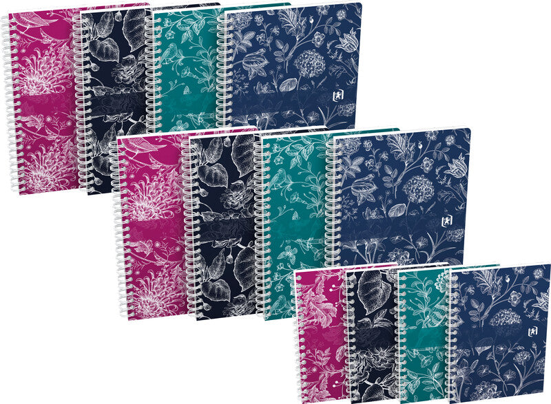 Elba Oxford Spiralheft – A5 – kariert – 60 Blatt – Doppelspirale, mehrfarbig