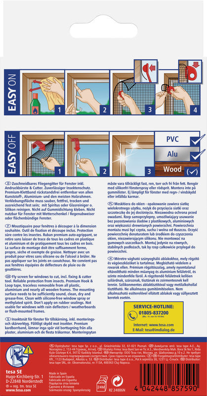 tesa Fliegengitter, faltbar – für Fenster – 100 × 100 cm – anthrazit