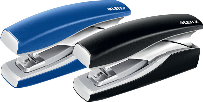 Leitz NeXXt Softpress – Hefter, 30 Blatt, Flat-Clinch, Oberlademechanik, geschlossene Heftung, blau