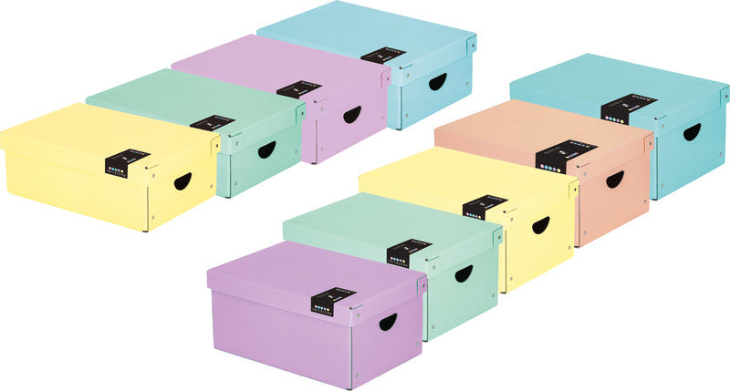 Pastelini Archivschachtel A4 – mit Deckel, mit Griffloch, 240 × 90 × 355 mm, Gelb, Karton
