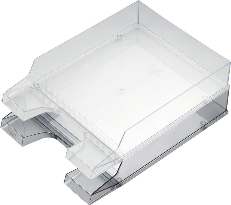 Helit Briefkorb – mit Beschriftungsfeld, hochglänzend, transparent, B 245 × H 67 × T 350 mm