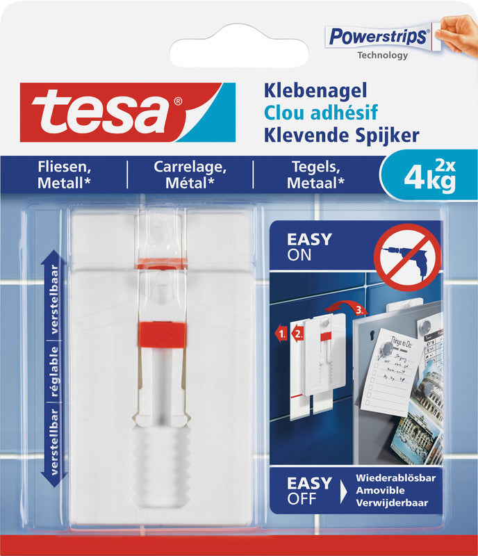 TESA Klebenagel – Kunststoff, weiss, 12 × 14 × 1,9 cm – 1er-Pack