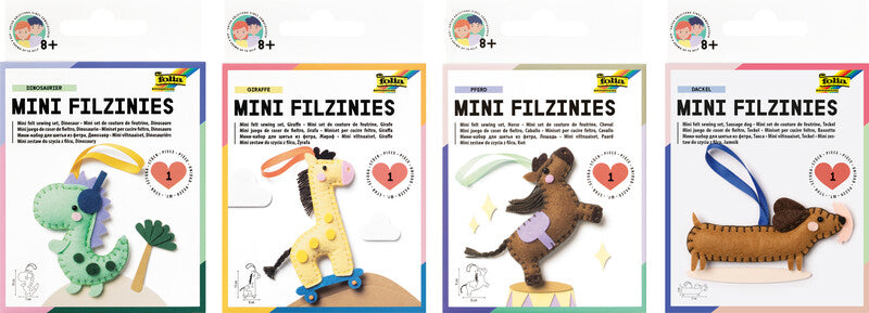 Folia Filzinies – Bastelset – Dinosaurier – 12-teilig – Ab 8 Jahren – Filz
