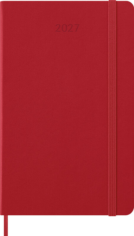 Moleskine Tagesagenda – 1 Tag pro Seite, gebunden, 13 × 21 cm, 2027, 1-Stunden-Takt, scharlachrot, FSC
