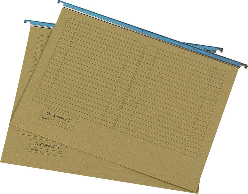 Q-connect Hängeordner für A4 – Karton, olivgrün, 320 × 260 mm, mit Vordruck