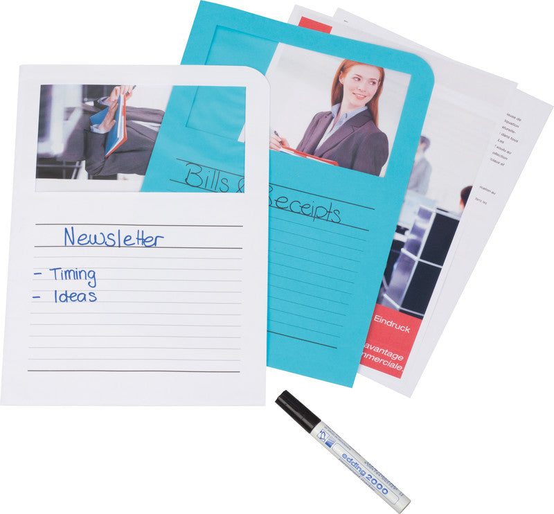 Elco Sichtmappe A4 – Weiss, Papier, Beschriftungsvordruck, 10er-Pack