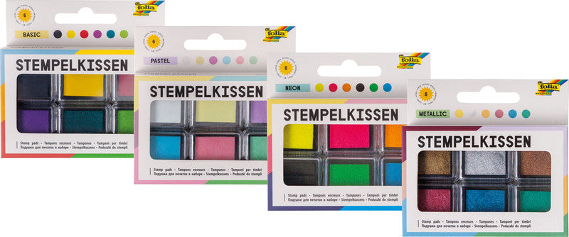 Folia Stempelkissen – sortiert, 24 × 24 mm, Set zu 6