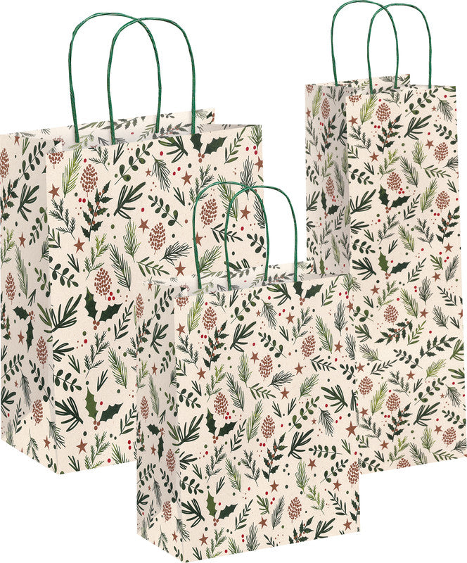 Zoewie Tragetasche – Natural Christmas – kompostierbar, Papier 150 g/m2 – 180 × 240 × 80 mm