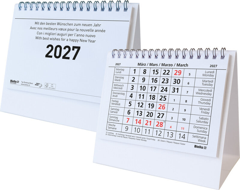 Biella Kalender-Einlage – 1 Monat/1 Seite, 14,8 × 10,5 cm, 2026, FSC