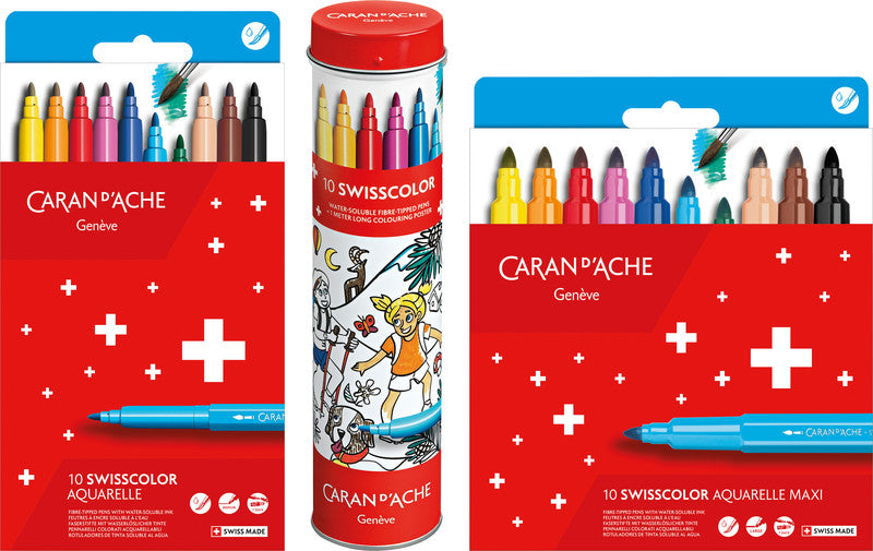 Caran d-Ache Caran d'Ache – Filzstifte Swisscolor, Strichbreite 5 mm, auswaschbar, 10 Farben
