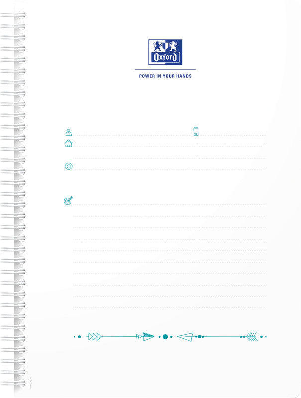 Oxford Collegeblock B5, liniert, Spiralbindung, 60 Blatt, perforiert, 90 g/m² – floral, für SCRIBZEE App