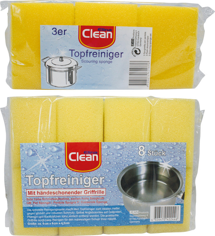 Elina clean Universalschwamm – Kunststoff, Gelb, für Metallbehälter, Gusspfannen, Backbleche