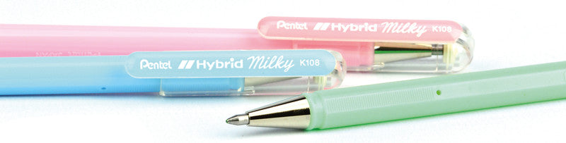 Pentel Hybrid Gel Milky Gelschreiber – Hellgrün, 0,4 mm, für dunkles Papier, Kappe