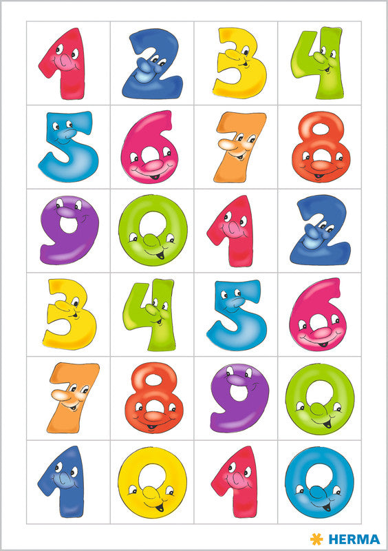 HERMA Vario Schmucketiketten – Motiv Zahlen – Papier, 48 Stk, 2 Bogen