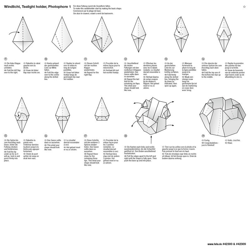 Folia Faltblätter aus Lichterpapier – 300 × 300 mm – 80 g/m² – sortiert – 12 Blatt