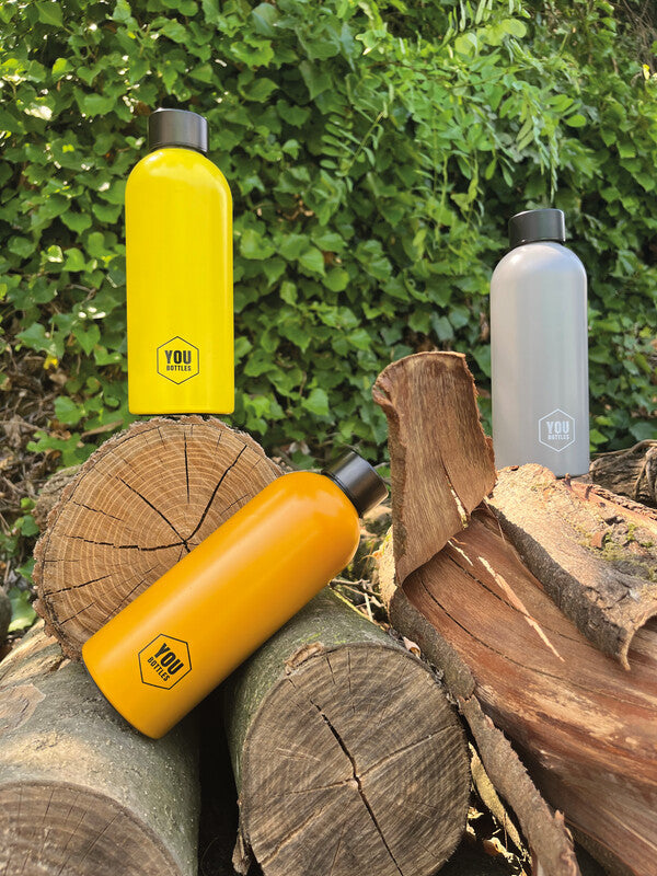 Youbottles Trinkflasche Dual – 5 dl – Edelstahl, isoliert, Schraubverschluss – Monochrome Gelb