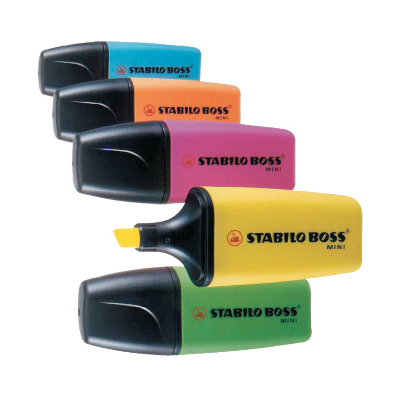 STABILO BOSS MINIpop Textmarker Set 4 Farben – Keilspitze, 2–5 mm