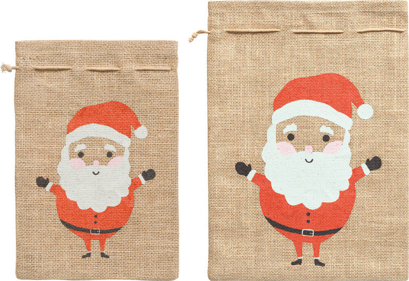 Folia Chlaus-Sack – Weihnachtsmann – Jute, mit Zugkordel – 170 × 250 mm