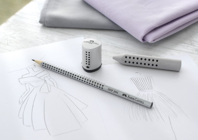 Faber-Castell Grip 2001 Bleistift, Dreikant, 2B, Mine Ø 2 mm, Grau