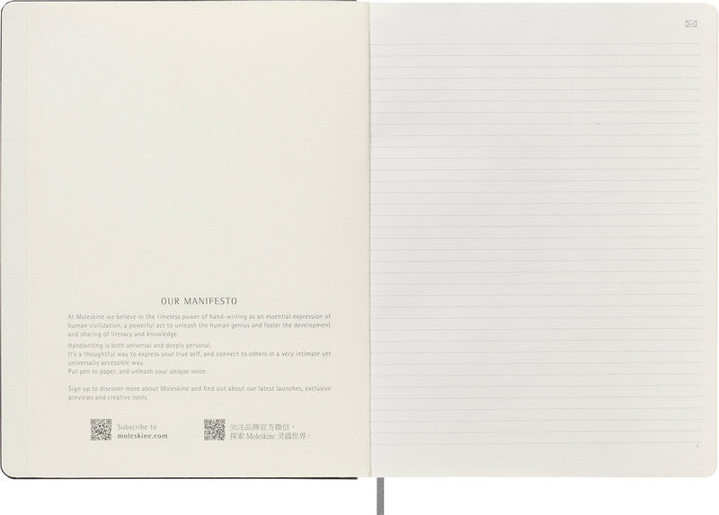 Moleskine Notizbuch, Leimbindung, Hardcover, 144 Seiten, 100 g/m² – schwarz, für Moleskine Notes App
