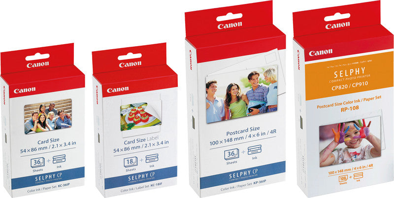 Canon Selphy Papier-Set – glänzend, 100 × 148 mm, 260 g/m², 36 Blatt, inkl. 1 × Farbband, einseitig – für Selphy