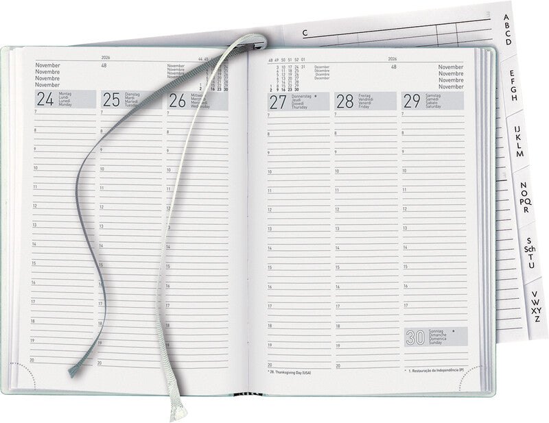 Biella Terminia Agenda – 1 Woche/2 Seiten, gebunden, 14,5 × 20,5 cm, 2026, Dunkelblau, FSC