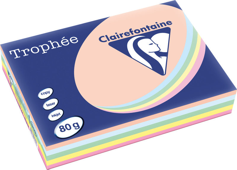Clairefontaine Kopierpapier – A4, 80 g/m², pastell sortiert – für Inkjet/Laser/Kopierer – FSC – 500 Blatt