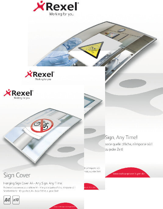 Rexel Schilderfolie Sign Cover A4, glänzend – für Rexel SignMaker, vorgelocht, 10 Stk.