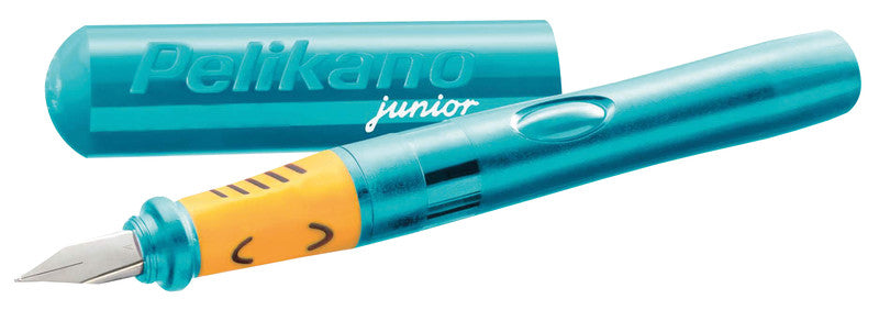 Pelikano junior – L Feder – für Linkshänder – türkis, blau – Patronen