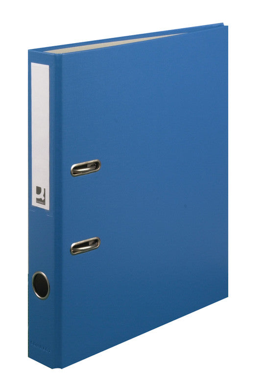 Q-connect Ordner – A4 hoch – 2-Ring Hebelmechanik, Rücken 40 mm – blau, mit Niederhalter, mit Griffloch, FSC