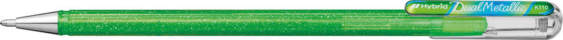 Pentel Hybrid Metal K110-DMKX Gelschreiber – hellgrün/blau/rot, Spitze 1 mm, glitzernd