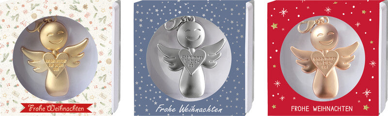 Kurt eulzer Schlüsselanhänger – Metall, 45 × 50 mm, silber, Motiv "Engel Sweet Little Bodyguards"