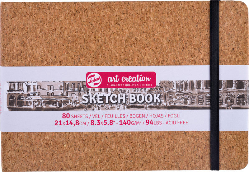 Talens Art Creation – Skizzenbuch, A5 quer, 140 g/m², 160 Seiten, braun, mit Gummiband, Hardcover, säurefrei