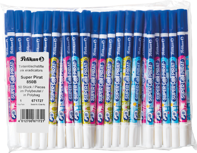 Pelikan Super Pirat Tintenlöscher – Keilspitze, Blau, Für Linkshänder Geeignet, Packung, 50 Stk.