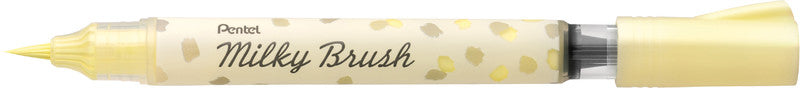 Pentel Milky Pinselstift Pastell – Pinselspitze, pigmentiert, wasserbasiert, gelb