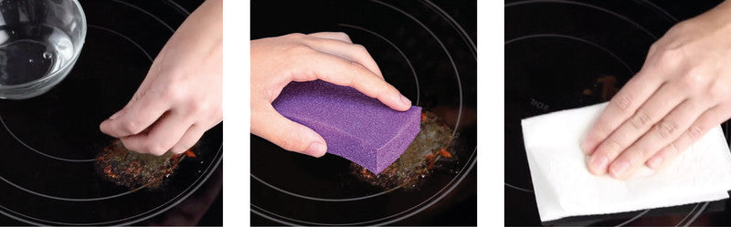 3M Schwamm – Kunststoff, 15 × 15 × 4 cm, violett, für Glaskeramik-Kochfelder, 1 Stk.