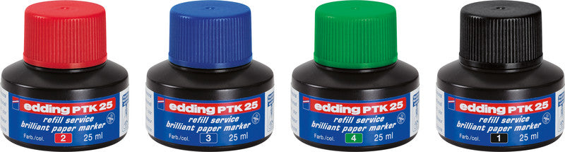 Edding Marker-Nachfüllung PTK 25 für 30, 33 – blau, wasserfest, lichtbeständig, geruchsarm, 25 ml