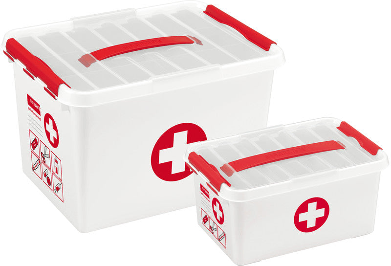 Helit die q-line Aufbewahrungsbox 22 l – mit Tragegriff, Clipdeckel, stapelbar, 400 × 260 × 300 mm, weiss