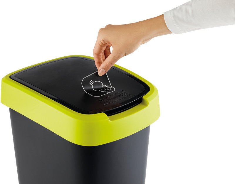 Rotho Abfallcontainer – 50 l – mit Deckel – Kunststoff, Limettengrün – B × H × T 298 × 602 × 401 mm