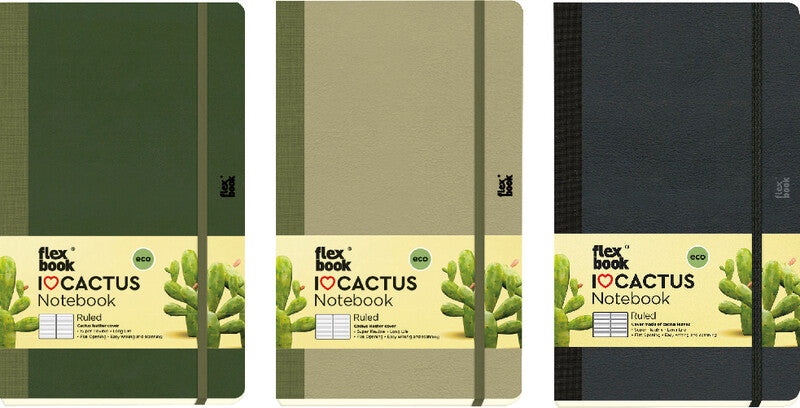 Flexbook Notizbuch – 130 × 210 mm – 192 Seiten – 100 g/m² – gebunden, Pflanzenleder, Gummiband, beige