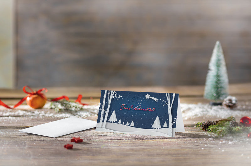Sigel Weihnachtsgrusskarte (Pop-up Winterlandschaft) – 220 × 110 mm – mit Umschlägen, Edelkarton, 25er Pack